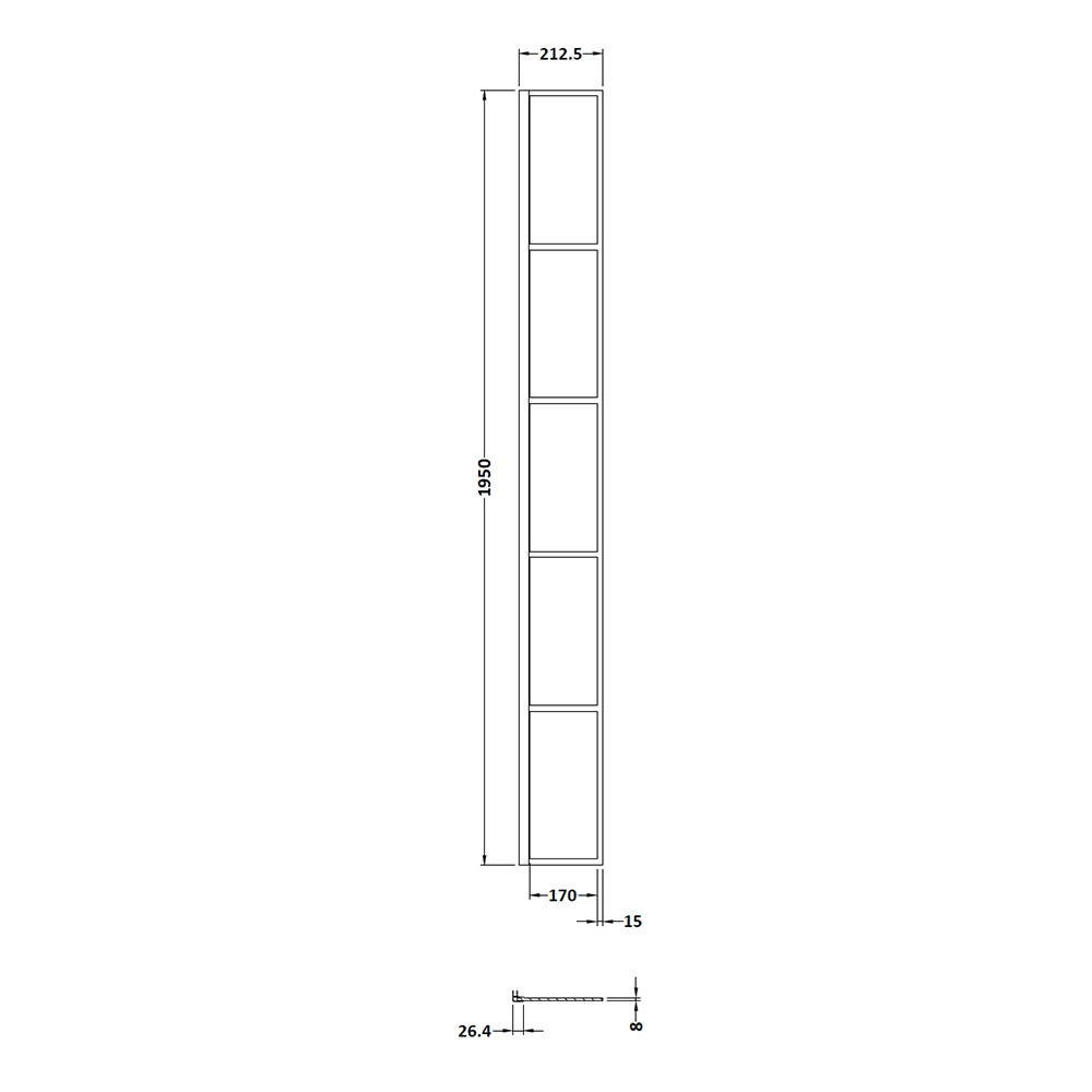 Vellamo City 8mm Framed Matt Black Easy Clean Walk In Panel & Optional Return Screen