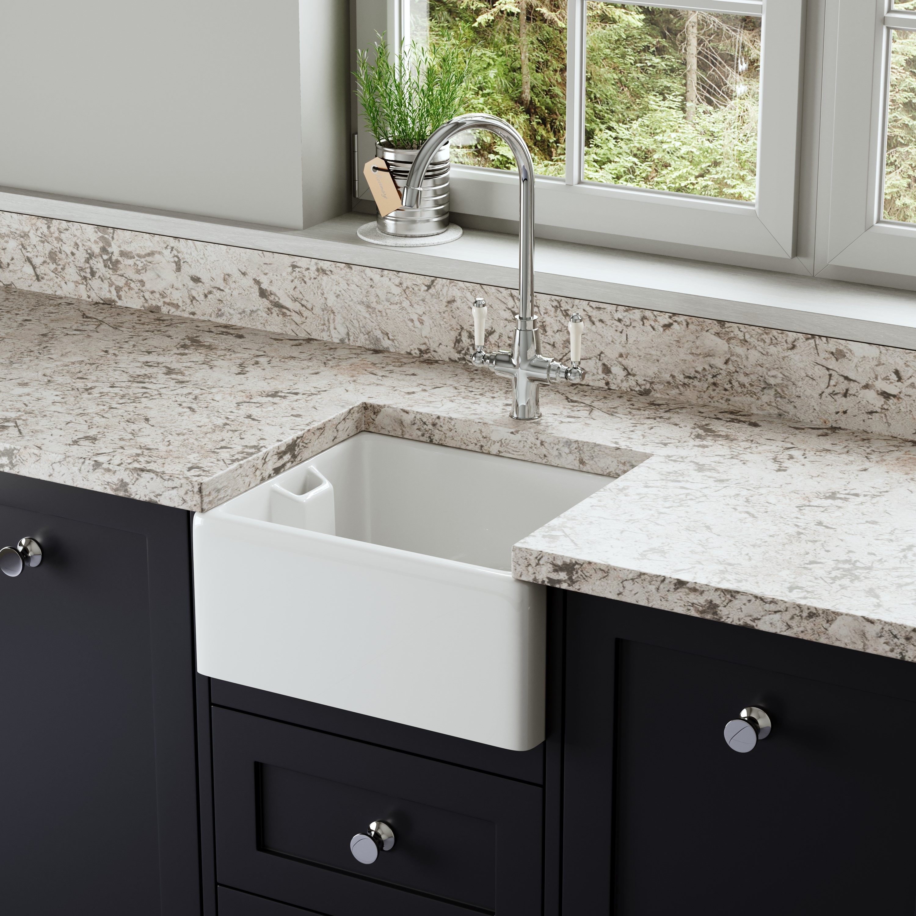 Butler & Rose Belfast / Butler Ceramic Fireclay Kitchen Sink - 460 x 380mm