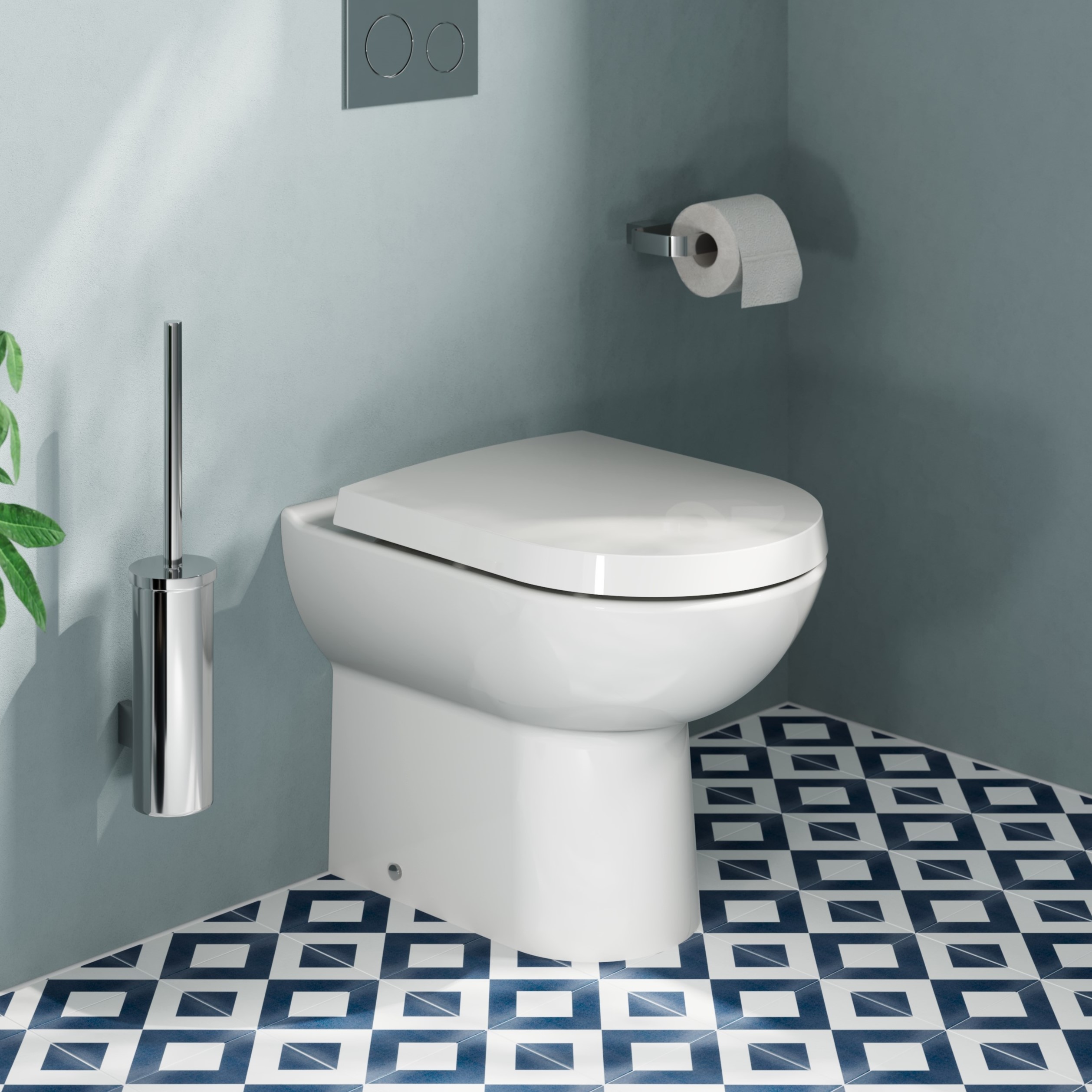 Vellamo Modern D-Shaped Back to Wall Toilet with Soft Close Seat