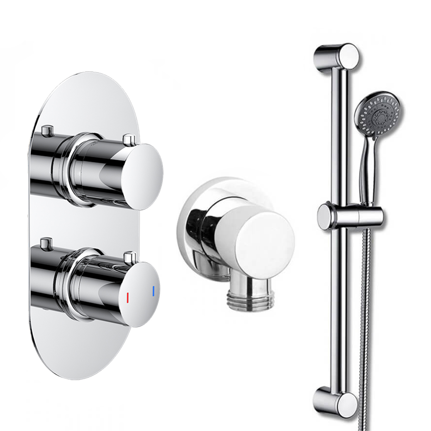 Jemima Concealed Shower Valve, Slide Rail Kit & Overflow Bath Filler