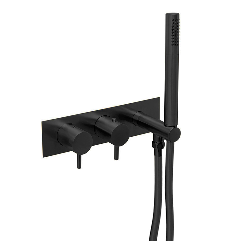 VOS 2 Outlet Concealed Thermostatic Shower Valve with Shower Handset - Matt Black