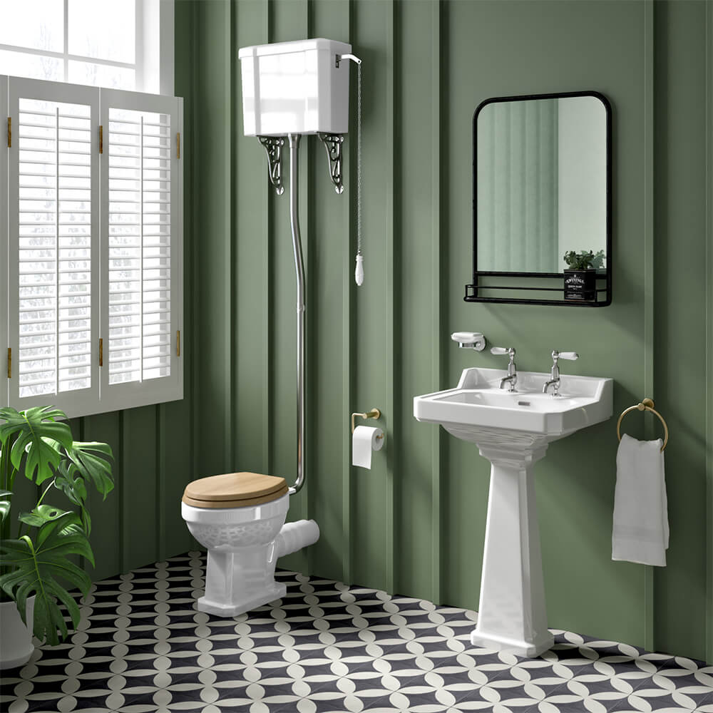 Butler & Rose Catherine 560mm Full Pedestal & Basin - 2 Tap Hole