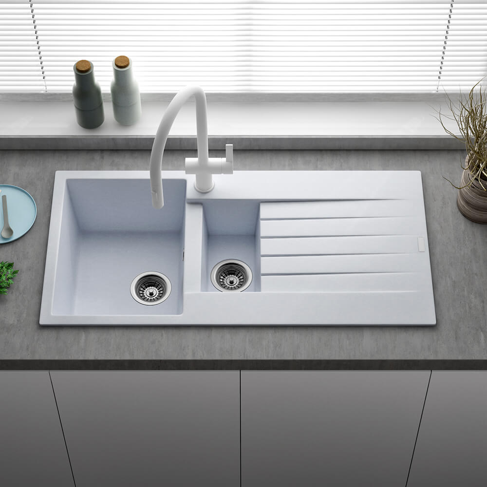Reginox Harlem 1.5 Bowl Granite Composite Kitchen Sink & Waste Kit - 1000 x 500mm