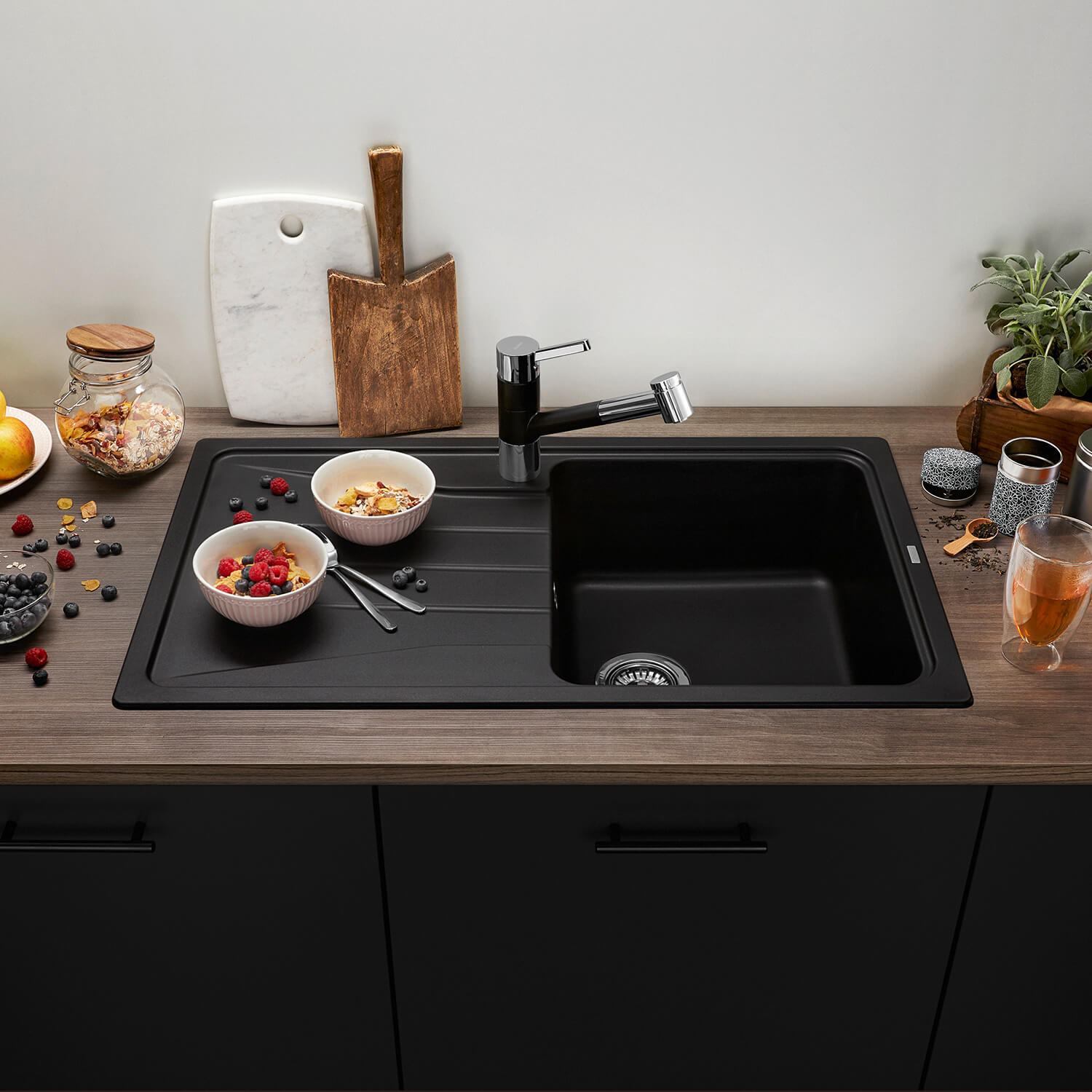Blanco Sona 5 S Compact 1 Bowl Inset Silgranit Composite Kitchen Sink & Waste with Reversible Drainer - 860 x 500mm