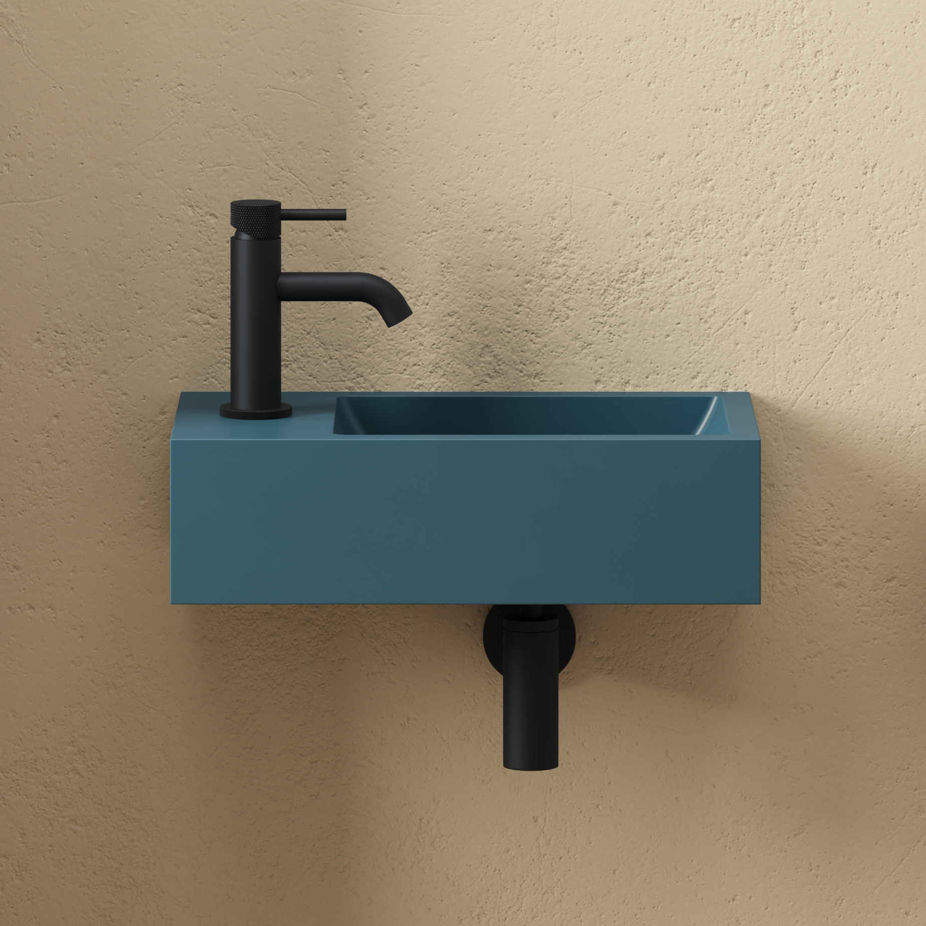 Harbour Concrete 400mm Wall Hung Cloakroom Basin - Atlantic Teal