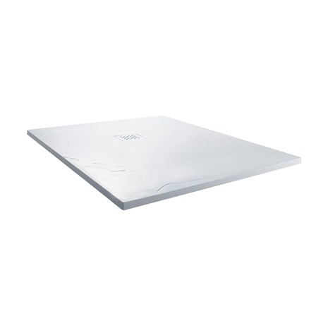 Drench Ultra Thin White Stone Square Slate Effect Shower Tray - 900 x 900mm