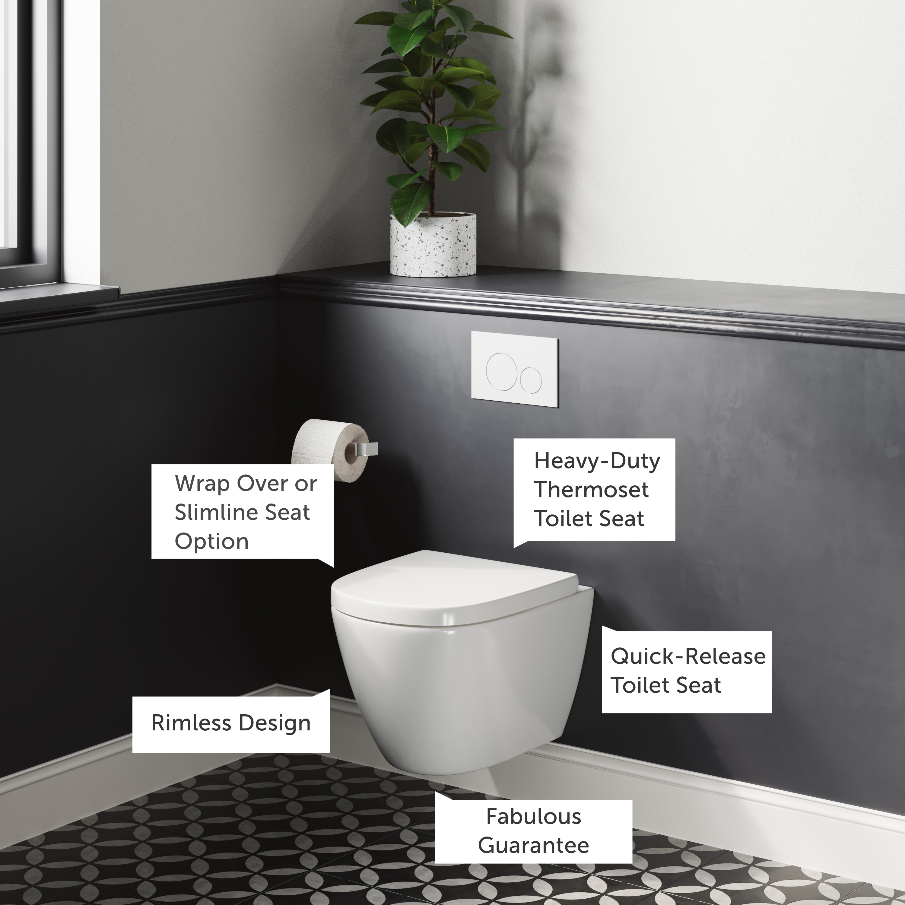 Harbour Clarity Rimless Wall Hung Toilet & Soft Close Seat