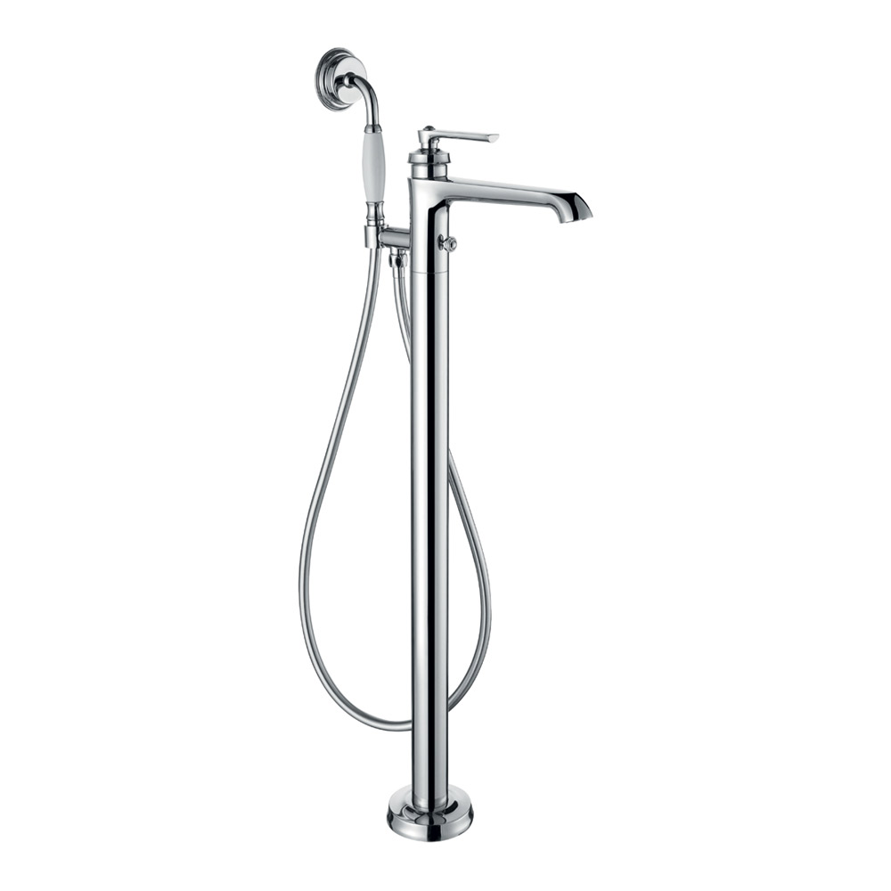 Flova Liberty Floor Standing Bath Shower Mixer with Handset Kit - Chrome