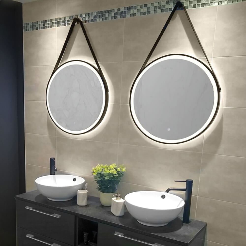 hib. Solstice Illuminated LED Matt Black Round Mirror with Demister Pad -  - 600mm & 800mm