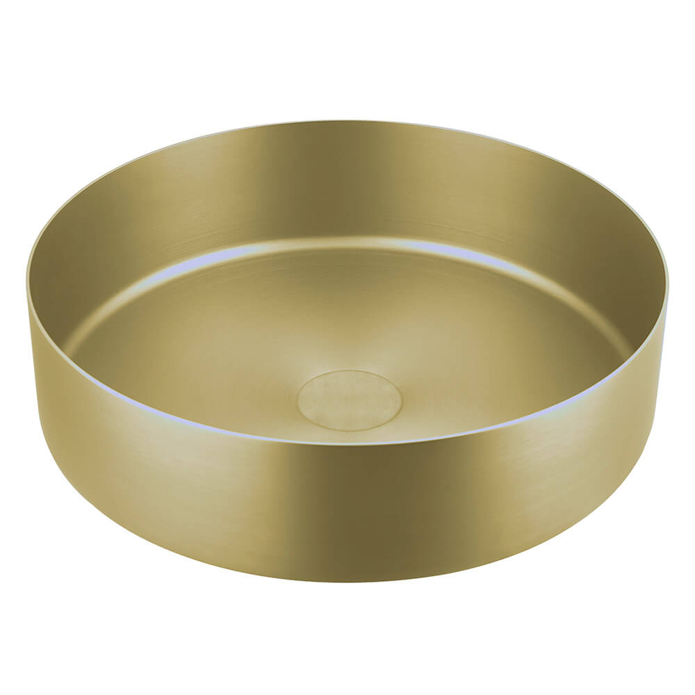 VOS Round Stainless Steel Countertop Basin - Brushed Brass Finish