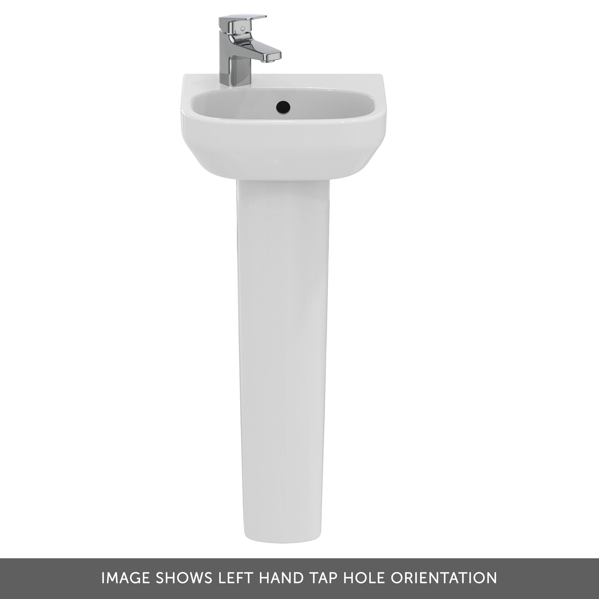 Ideal Standard i.life A 350mm Cloakroom Basin & Pedestal - Left or Right Hand Tap Hole