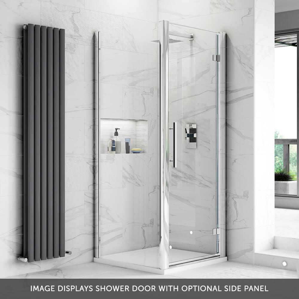 Vellamo 8mm Easy Clean Hinged Shower Door & Optional Side Panel