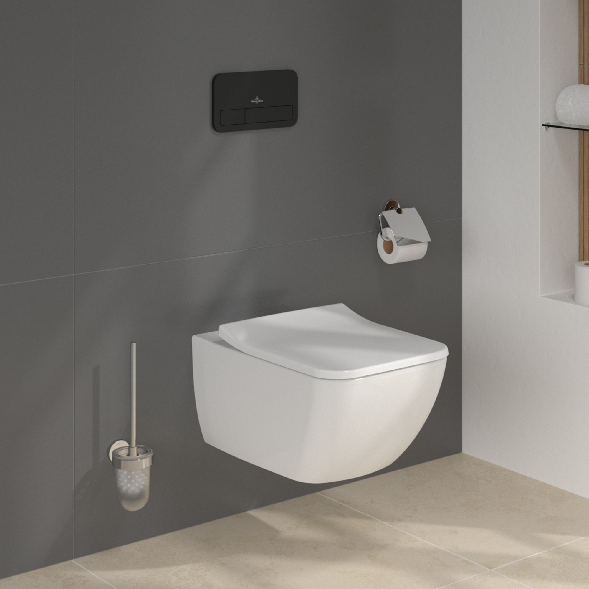 Villeroy & Boch ViConnect Pro 2.0 Frame with Venticello Rimless Wall Mounted Toilet, Flush Plate & Soft Close Toilet Seat