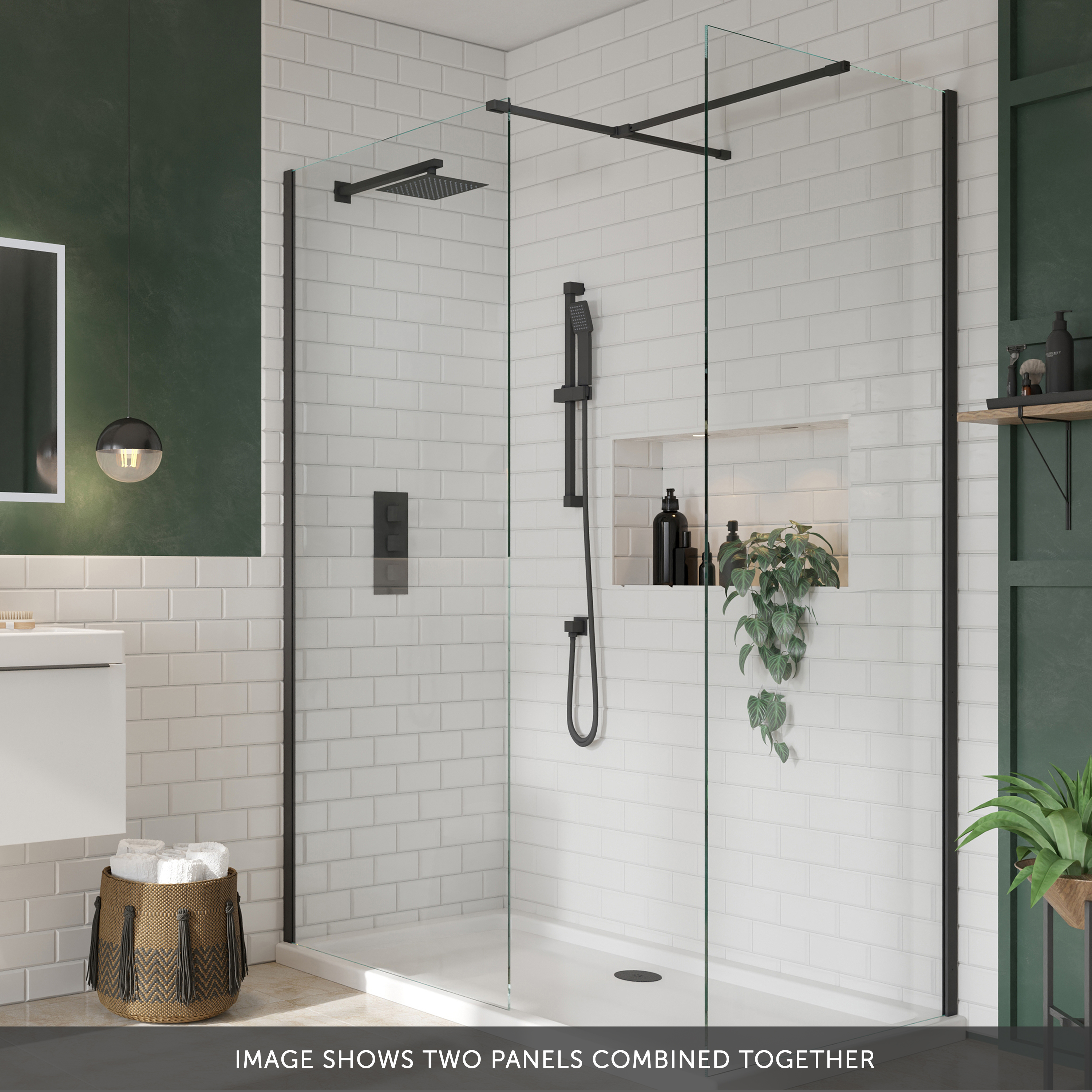 Harbour i8 Matt Black Easy Clean 8mm Walk In Shower Panel