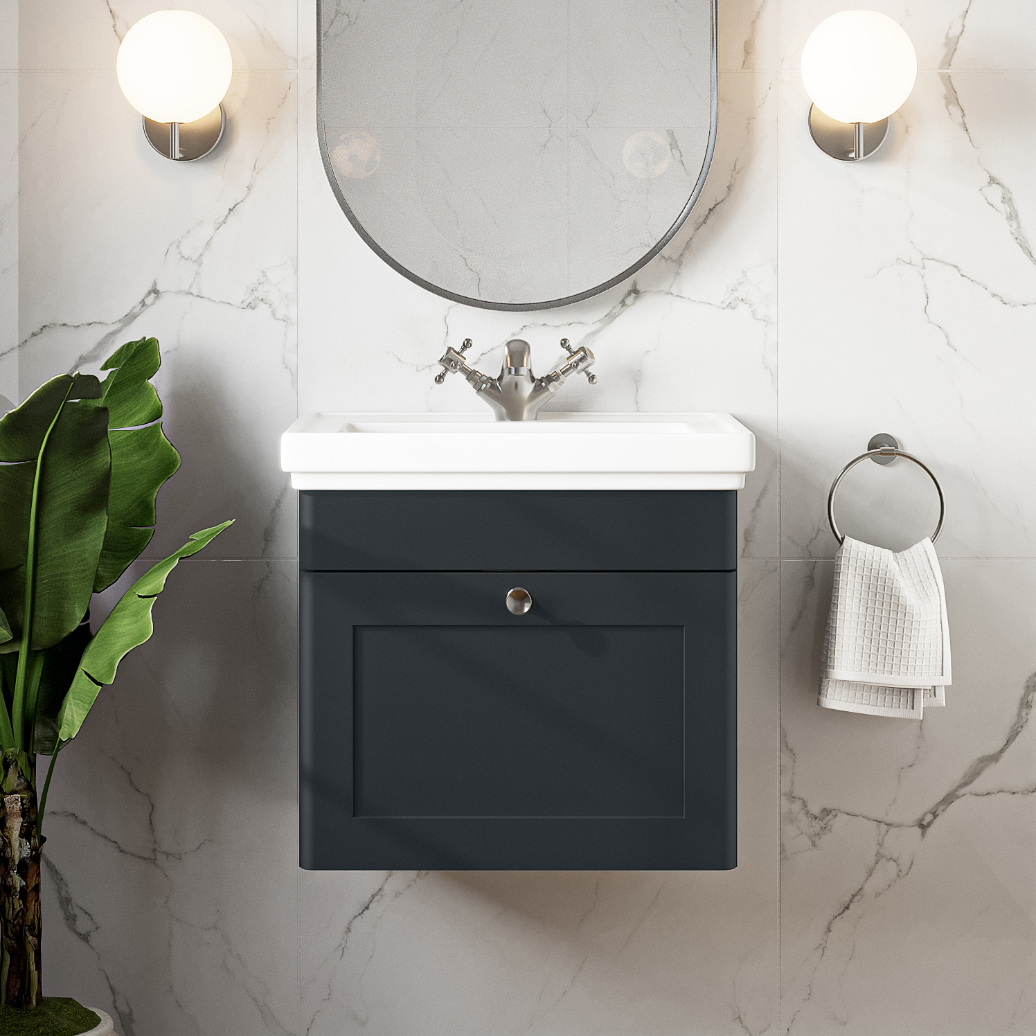 Butler & Rose Ophelia Traditional Toilet & 500mm Wall Hung Vanity Unit Bathroom Suite