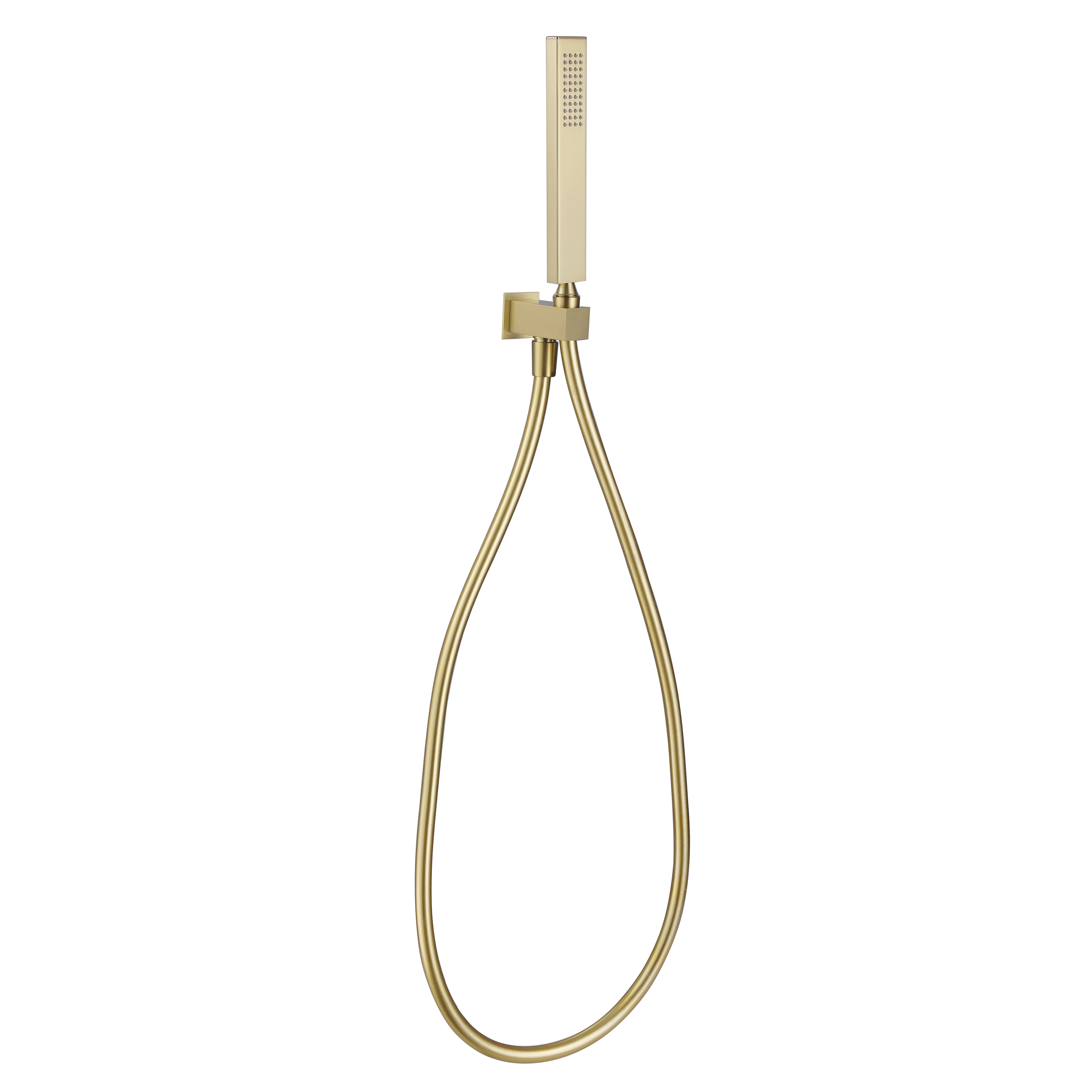 Harbour Status Square Shower Handset with Wall Outlet & Hose - Brushed Brass