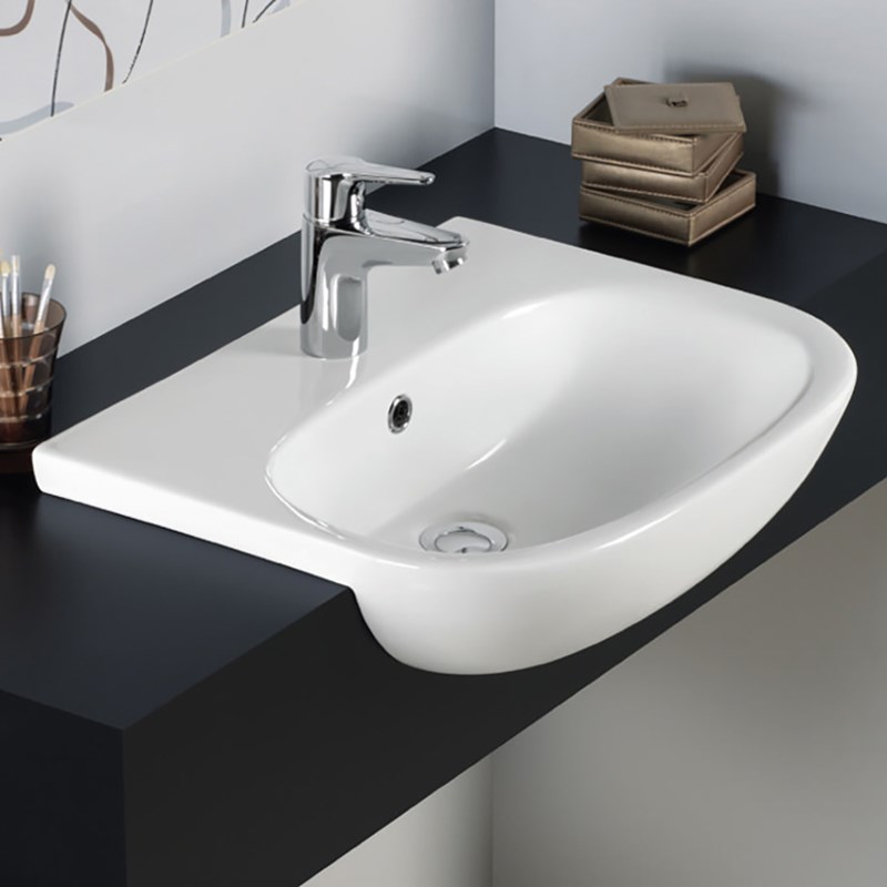 RAK Tonique 520mm Semi Recessed 1 Tap Hole Basin