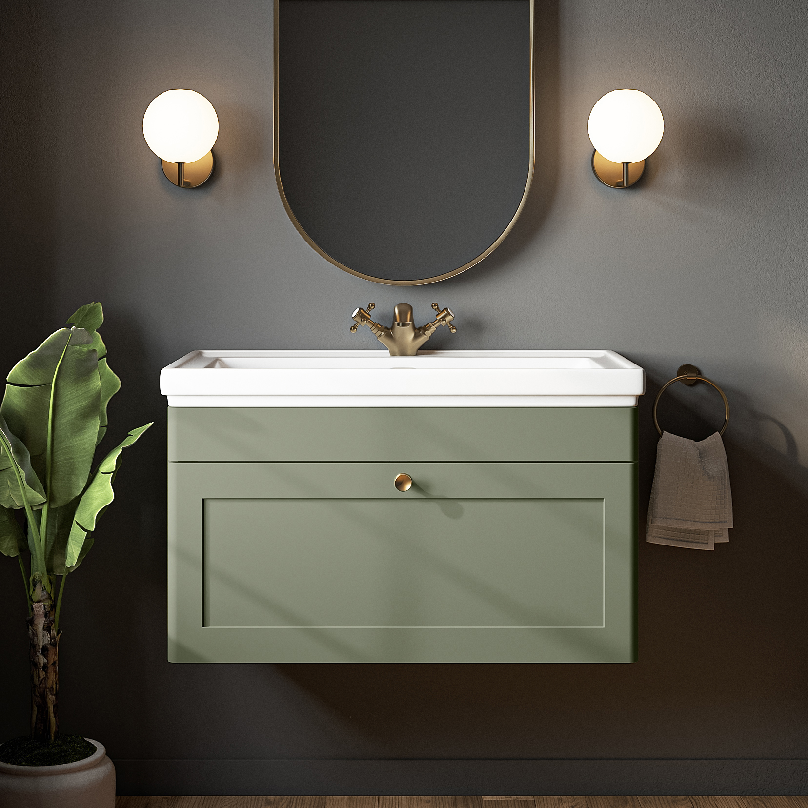 Butler & Rose Ophelia 800mm Wall Mounted 1 Drawer Vanity Unit & Basin
