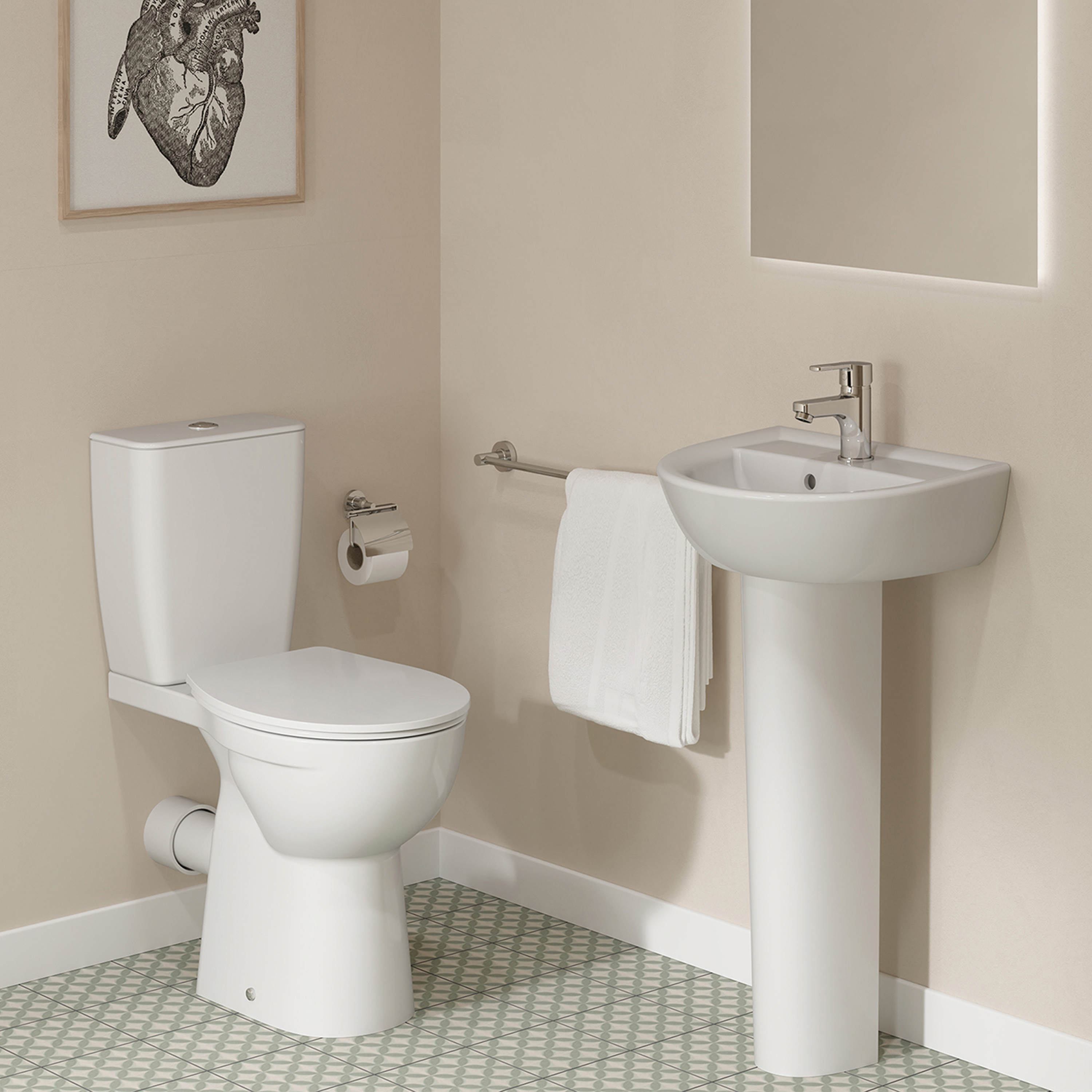 Ideal Standard Eurovit+ Comfort Height Close Coupled Toilet with Soft Close Seat