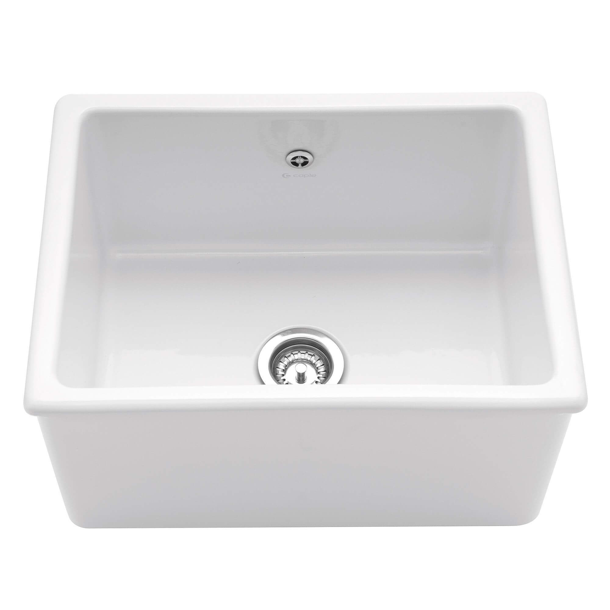 Caple Lingfield Single Bowl White Ceramic Inset Butler Sink - 620 x 470mm