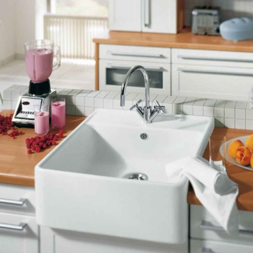 Villeroy & Boch Butler 60 CeramicPlus Single Bowl Belfast Sink with Tap Ledge - 595mm x 630mm
