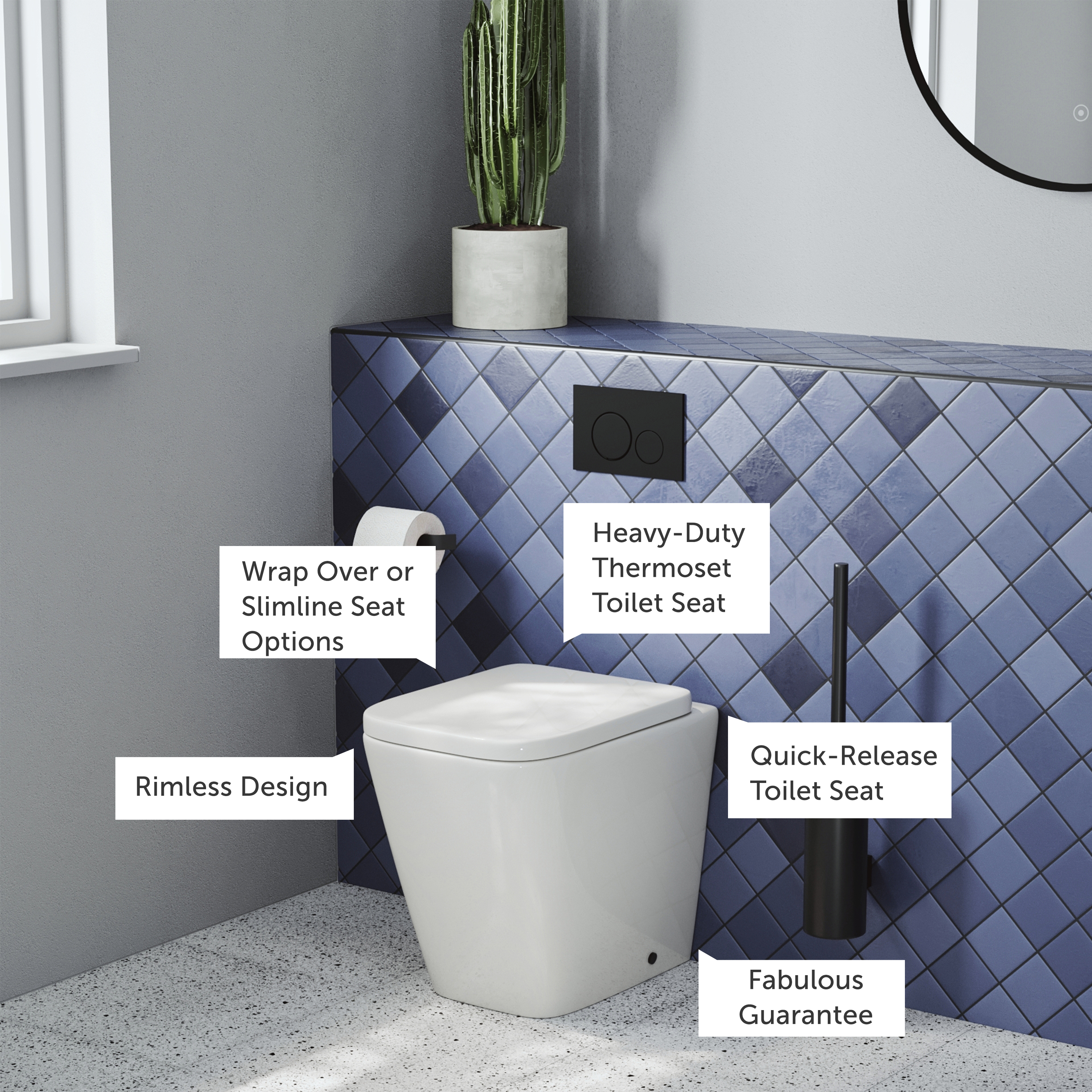 Harbour Unity Rimless Back to Wall Toilet & Soft Close Seat