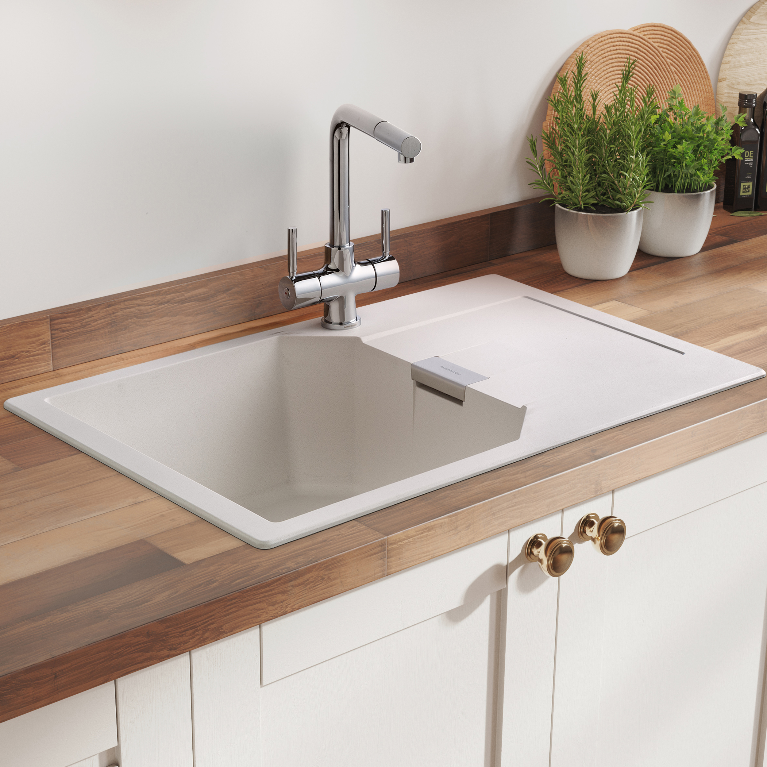 Rangemaster Mayon Ultra Compact 1 Bowl Igneous Granite Kitchen sink & Waste Kit with Reversible Drainer - 690 x 510mm