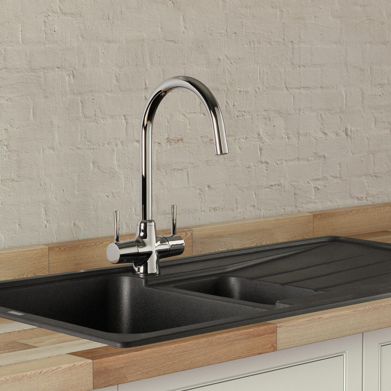 Blanco Arti WRAS Approved Twin Lever Mono Kitchen Mixer Tap