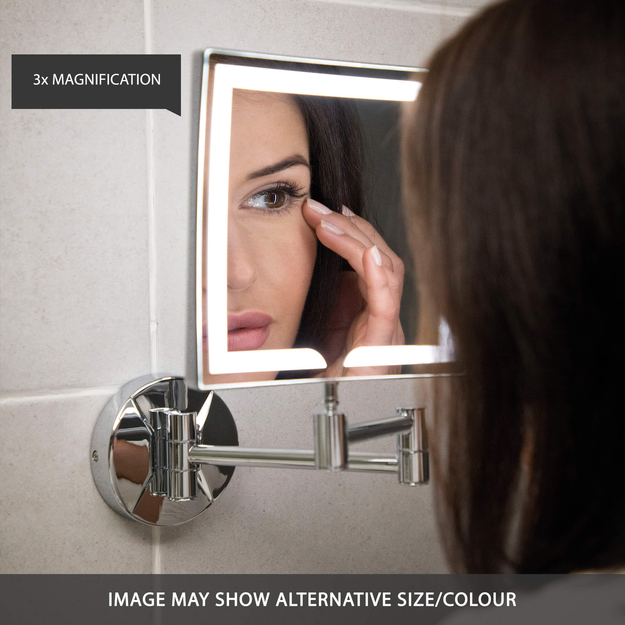 Vellamo LED Illuminated Matt Black Round Magnifying Wall Mirror