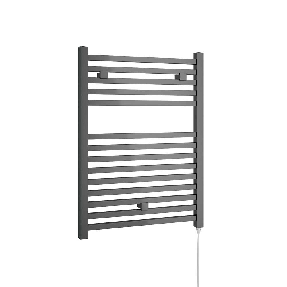 Brenton Helios Electric Straight Square Anthracite Heated Towel Rail - 690 x 500mm