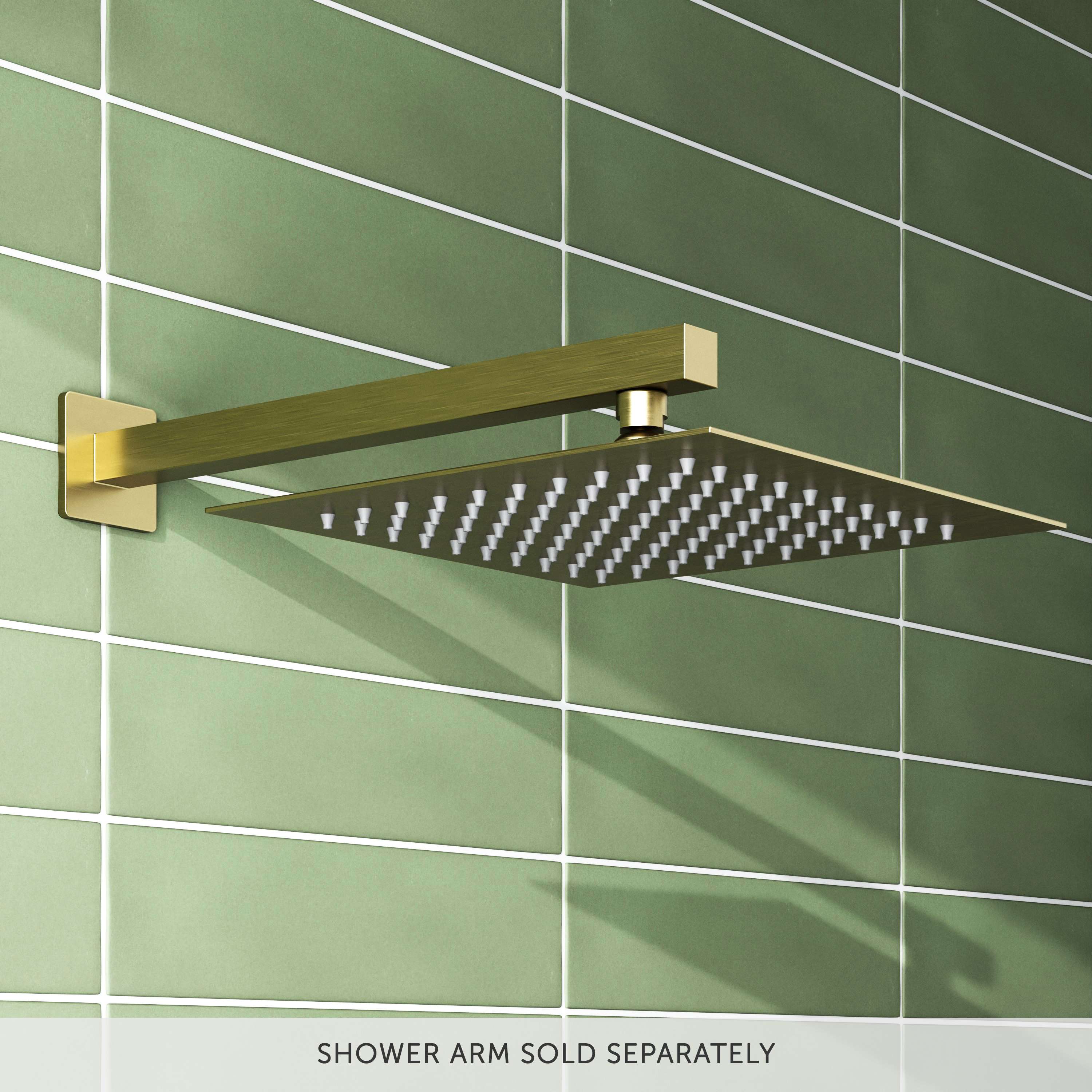 Harbour Status Brushed Brass Ultra Slim Square Shower Head - 250mm