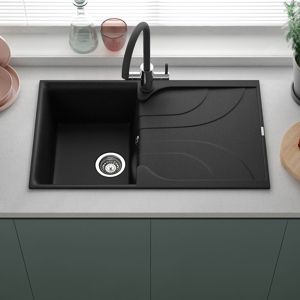 Reginox Ego Compact Single Bowl Kitchen Sink with Reversible Drainer & Waste Kit - 860 x 500mm