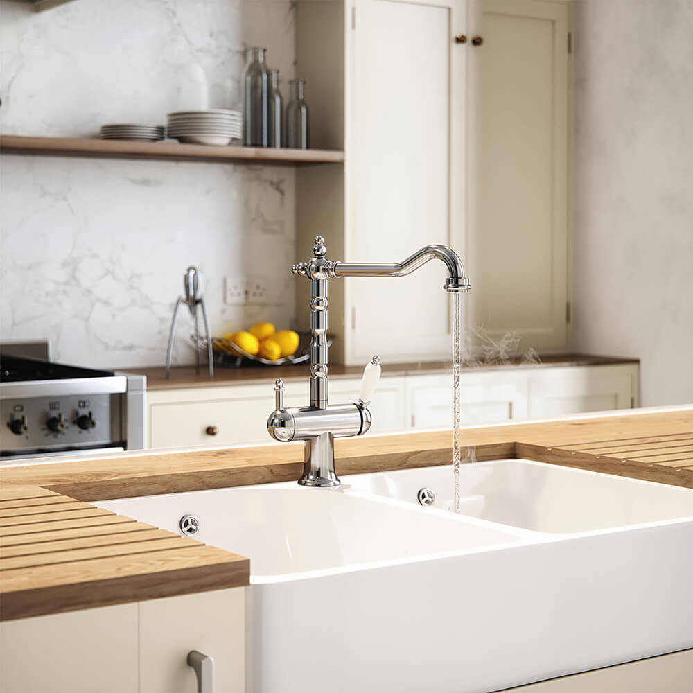 The Tap Factory Wisteria Traditional 4 in 1 Instant Hot & Cold Boiling Water Tap with WRAS Approved Boiler Unit & Filter - Chrome