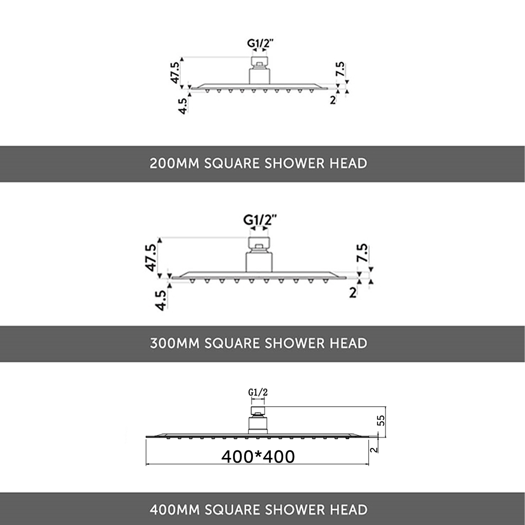 Jake Concealed Shower Valve, Fixed Shower Head & Overflow Bath Filler