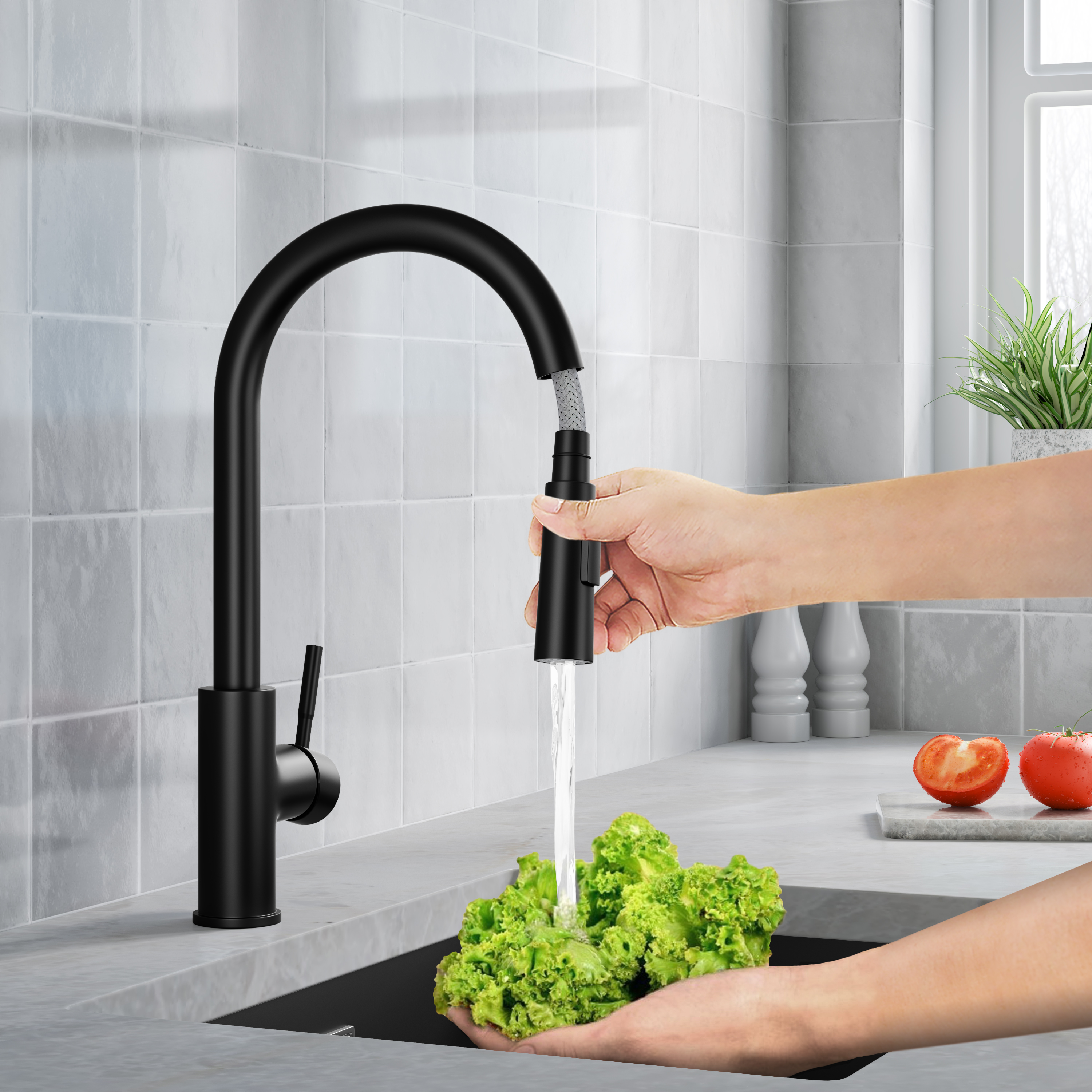 Harbour Pro Pull Out Single Lever Mono Kitchen Mixer Tap