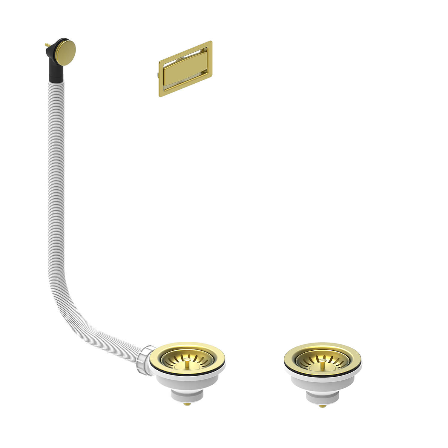 Harbour 90mm PVD Brushed Brass Basket Strainer Waste Bundle for 1.5 & 2 Bowl Kitchen Sinks