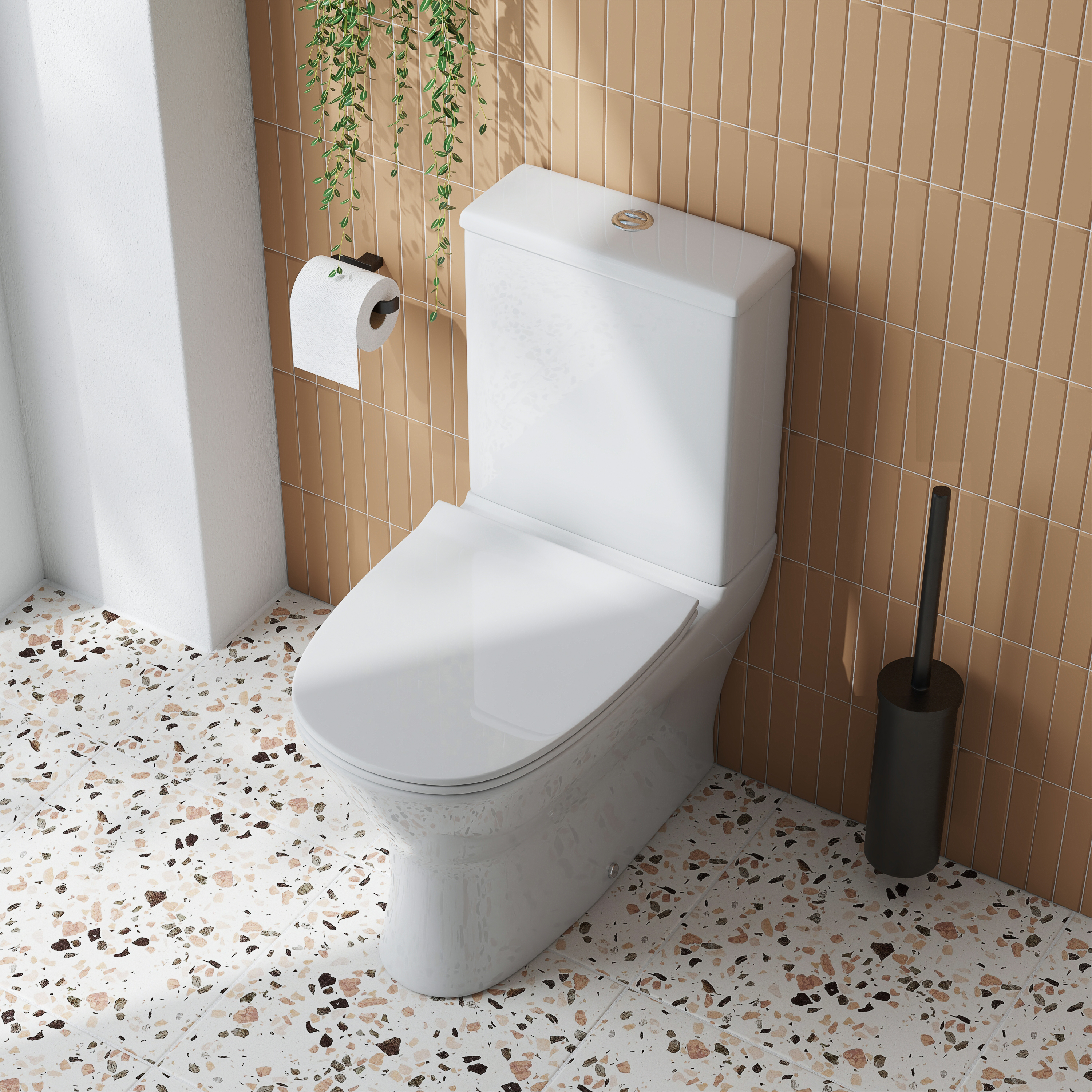 Harbour Acclaim Compact Rimless Back to Wall Close-Coupled Toilet & Soft Close Seat