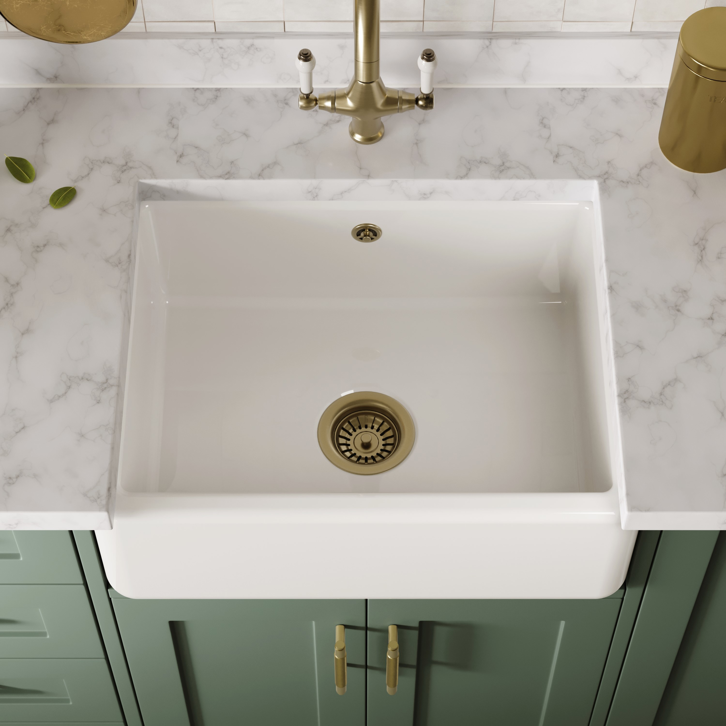 Butler & Rose Heavy Duty Belfast / Butler Ceramic Fireclay Kitchen Sink - 595 x 450mm