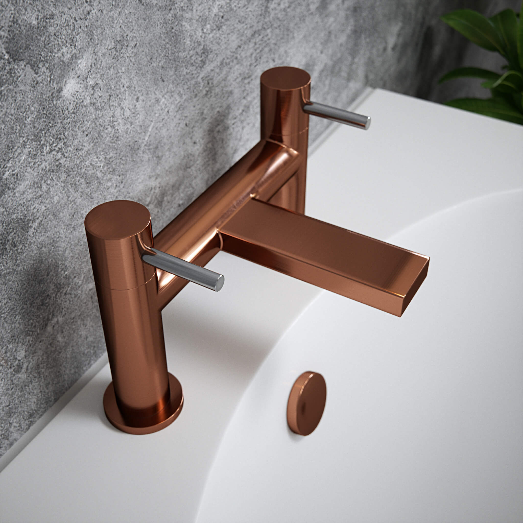 The Tap Factory Vibrance Polished Copper Deck Mounted Bath Filler - 6 Handle Colours