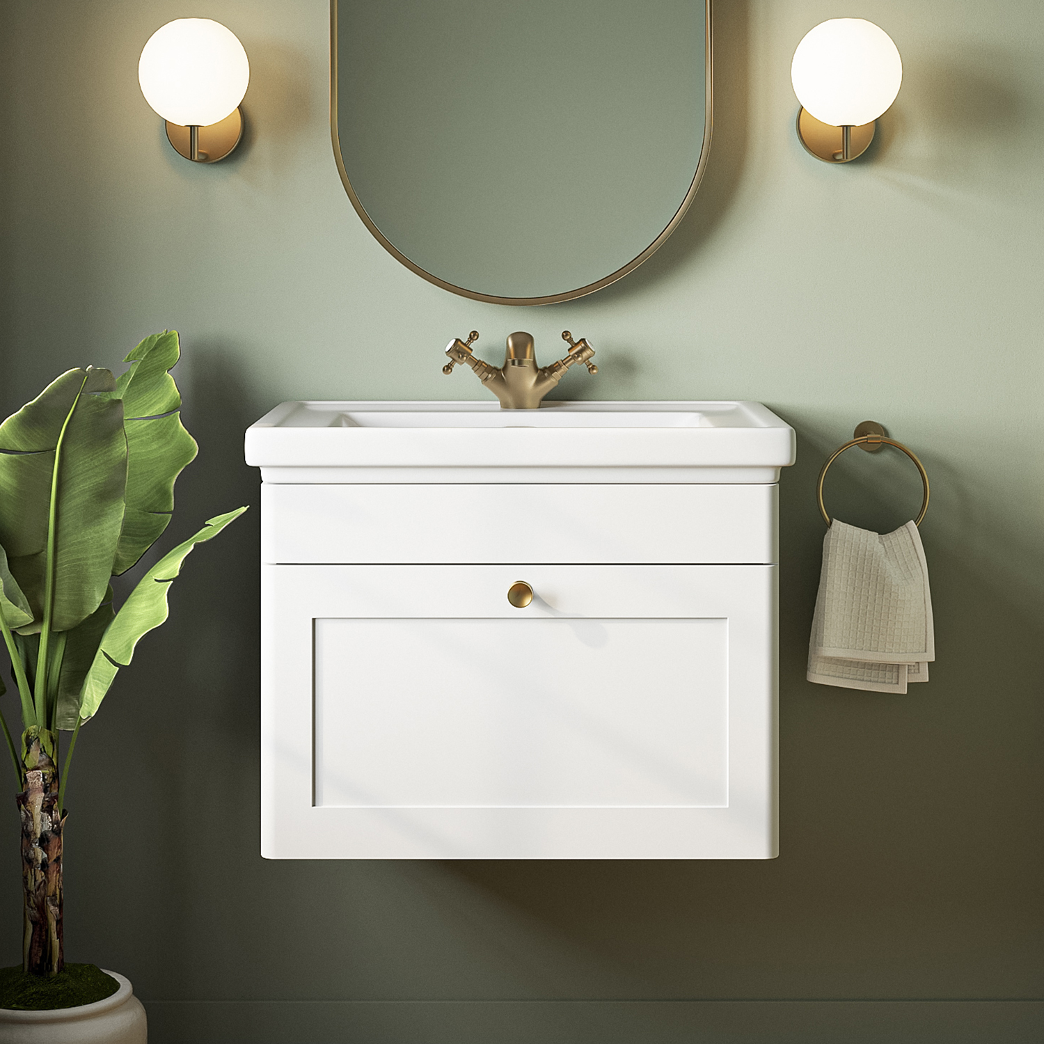 Butler & Rose Ophelia 600mm Wall Mounted 1 Drawer Vanity Unit & Basin