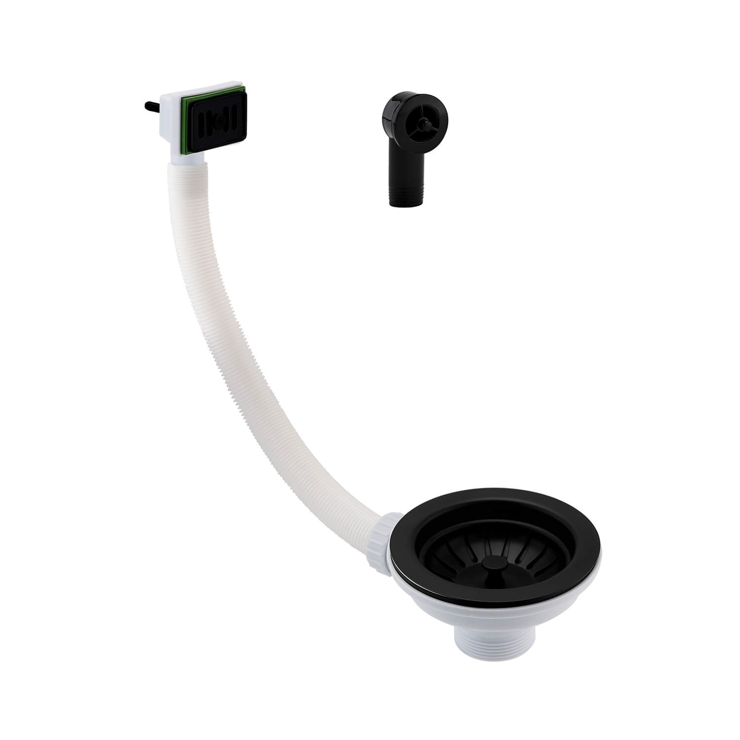 Butler & Rose 90mm Basket Strainer Kitchen Sink Waste, Overflow Pipework & Cover - Matt Black