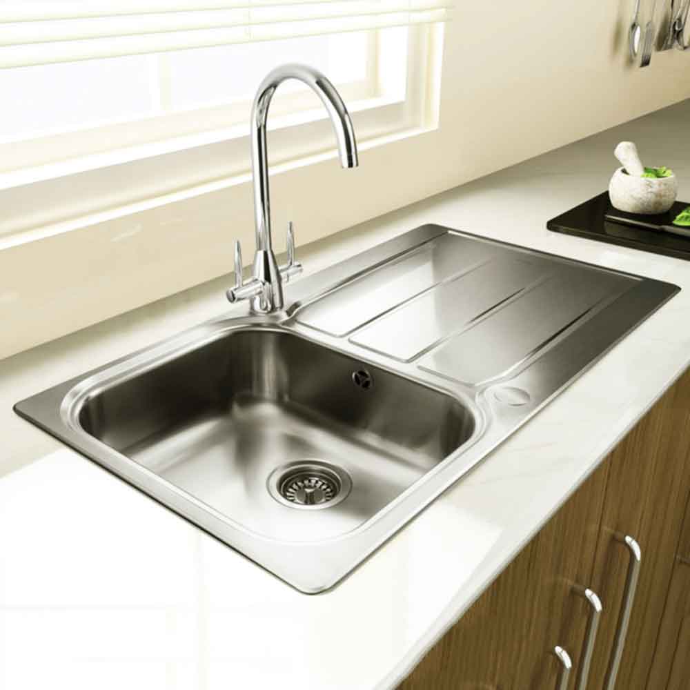 Rangemaster Glendale Single Bowl Stainless Steel Kitchen Sink & Vellamo Revolve Monobloc Mixer Tap