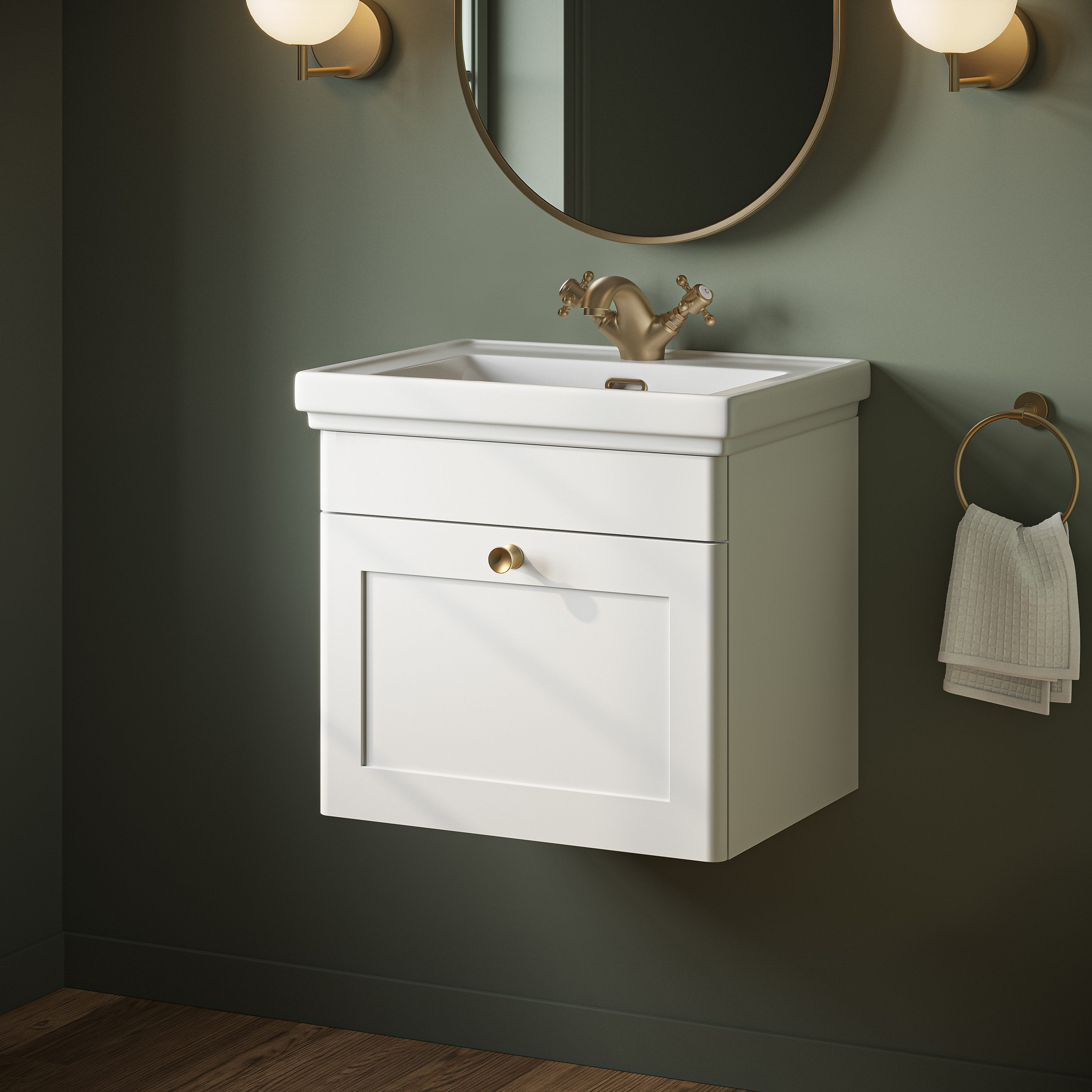 Butler & Rose Ophelia 500mm Wall Mounted 1 Drawer Vanity Unit & Basin