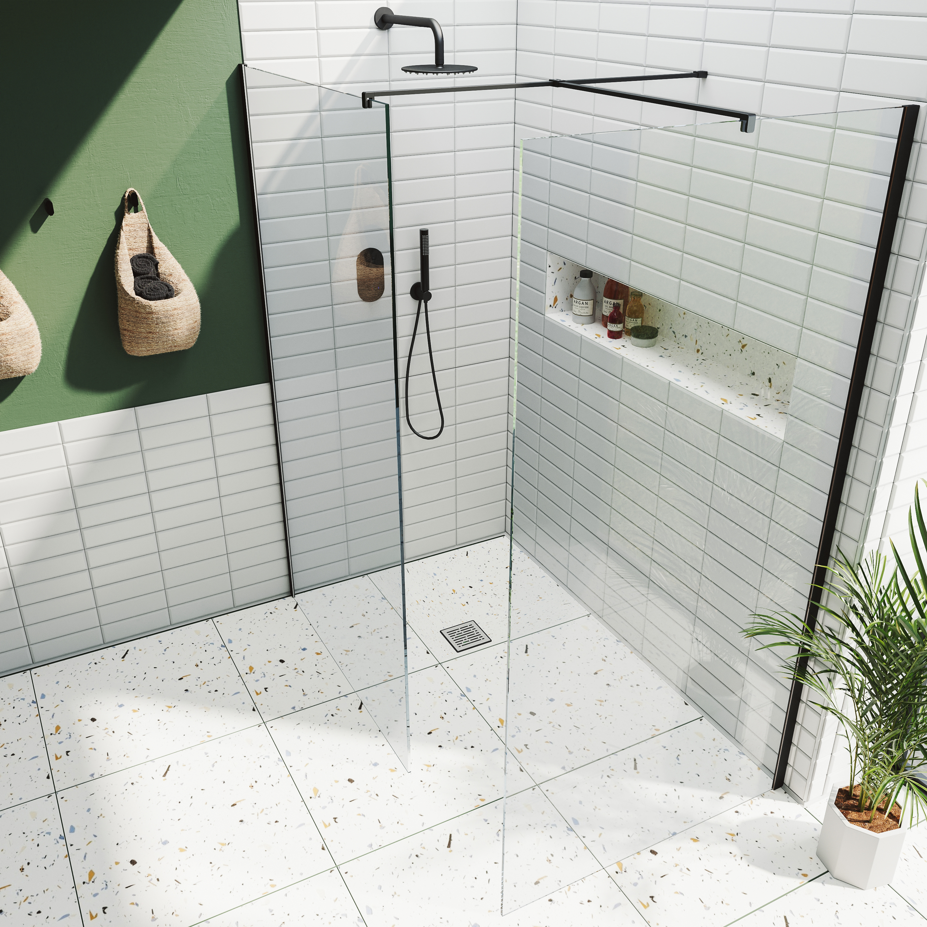 Harbour i10 10mm Easy Clean 2m Tall Wetroom 2 Panel Pack - Matt Black