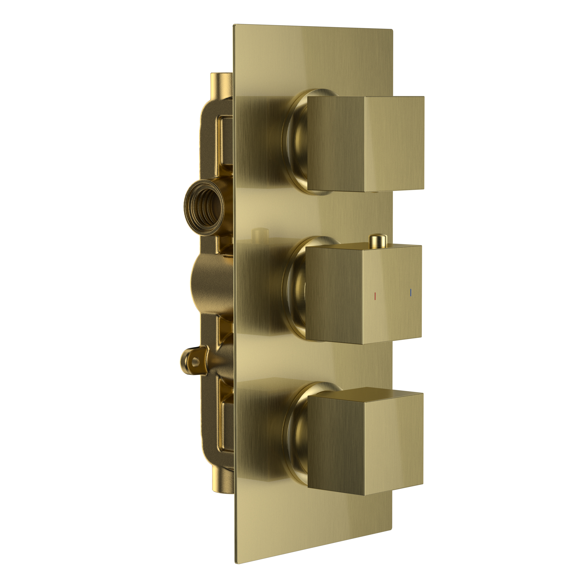 Harbour Status Brushed Brass 2 Outlet Thermostatic Concealed Shower Valve (Three Handle)