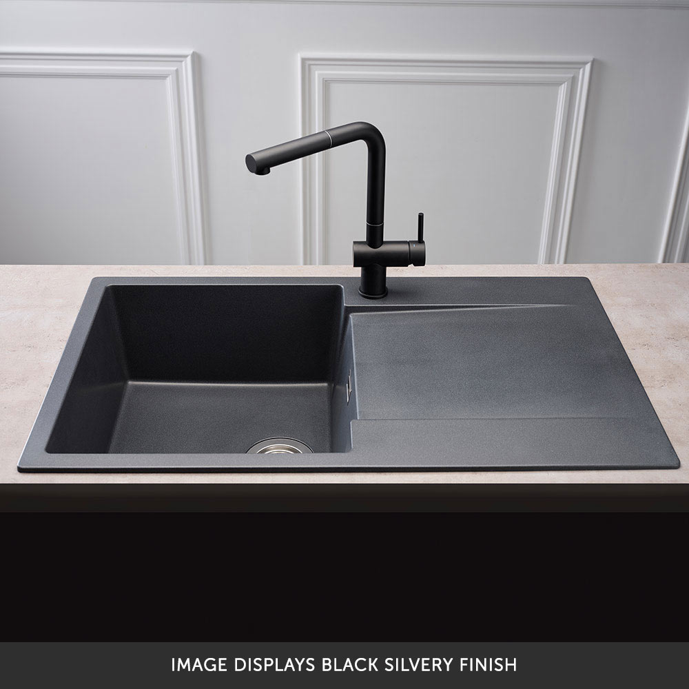 Reginox Amsterdam Compact Single Bowl Granite Composite Kitchen sink & Waste Kit with Reversible Drainer - 860 x 500mm