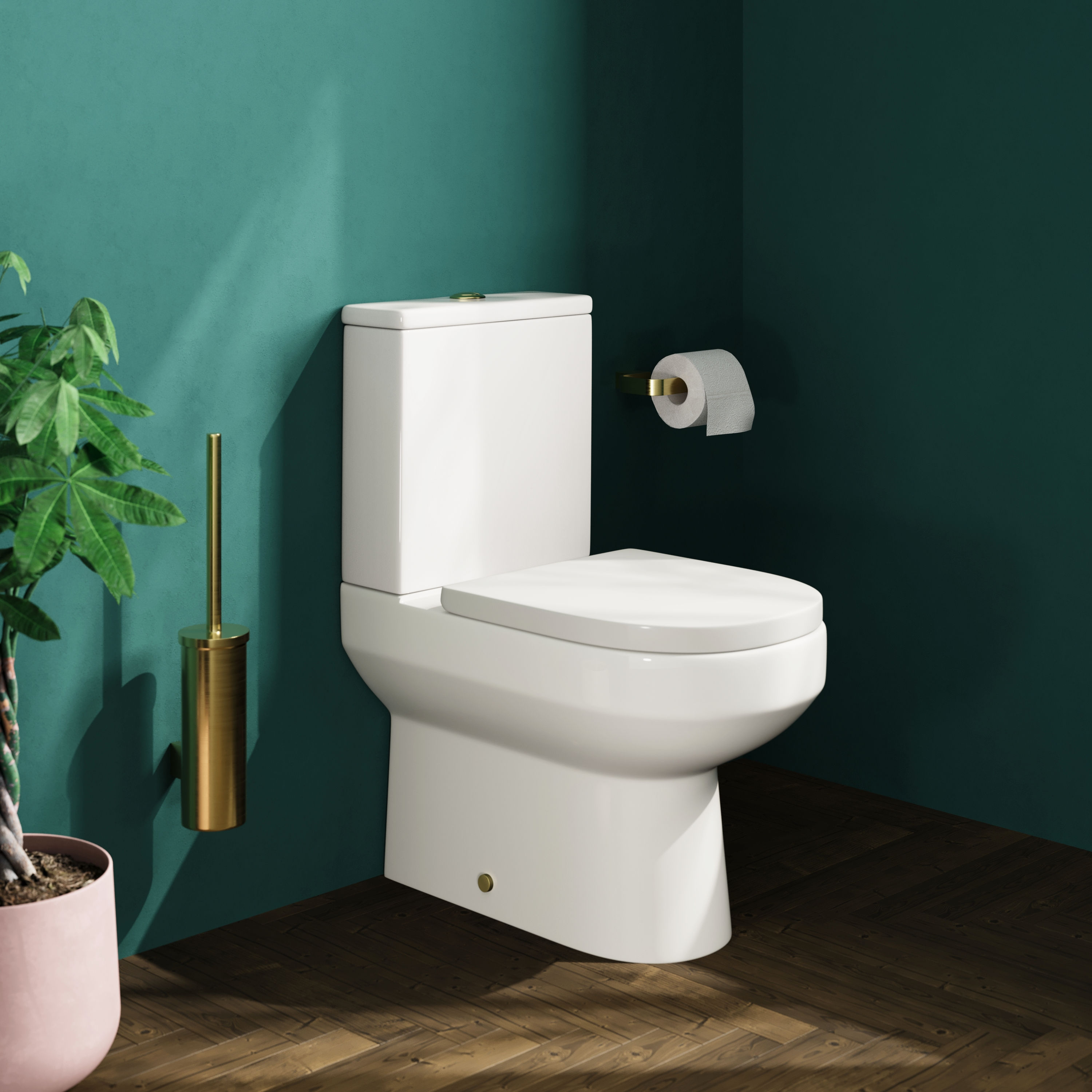Lorraine Rimless Back To Wall Close Coupled Toilet & Soft Close Seat