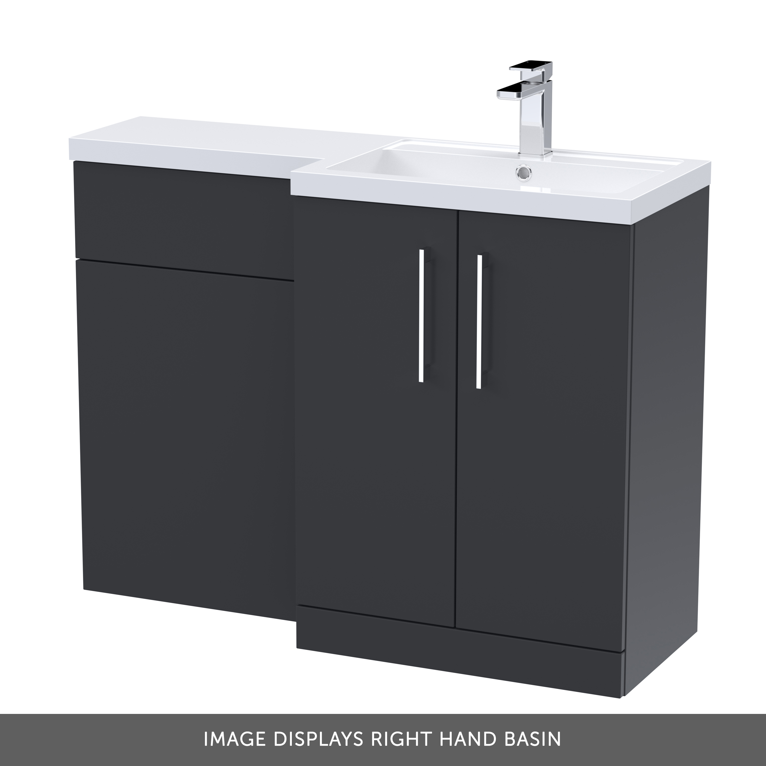 Erin 1100mm Soft Black Combination Bathroom 2 Door Sink & Toilet Unit