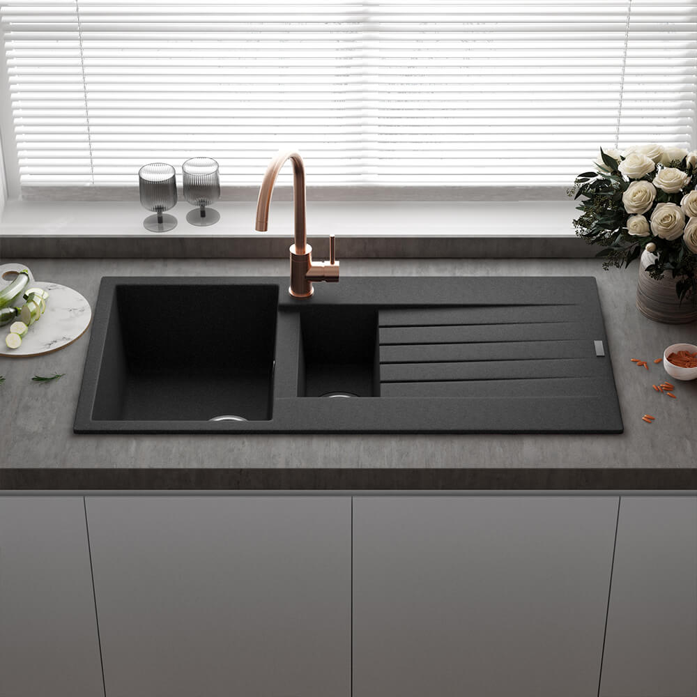 Reginox Harlem 1.5 Bowl Granite Composite Kitchen Sink & Waste Kit - 1000 x 500mm