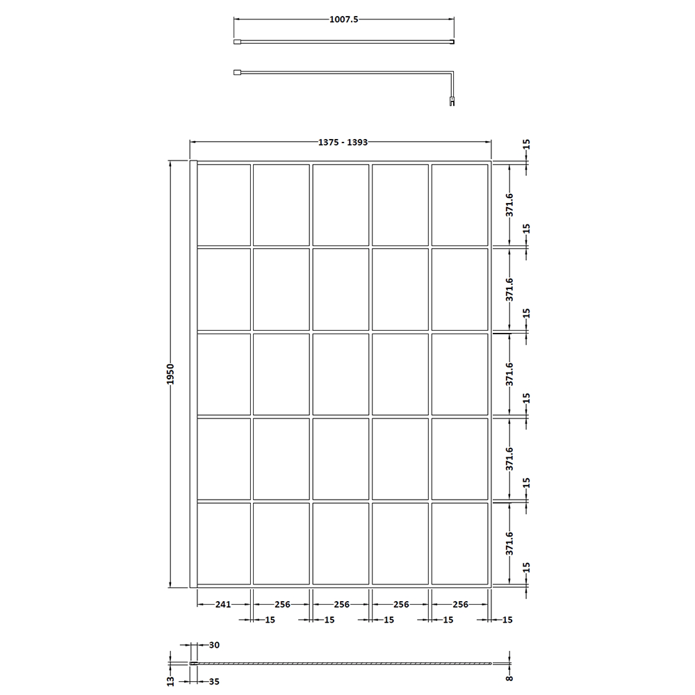 Vellamo City 8mm Framed Matt Black Easy Clean Walk In Panel & Optional Return Screen